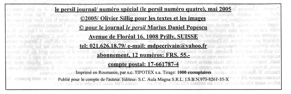 le Persil / Journal de Marius Popescu / No spécial Olivier Sillig