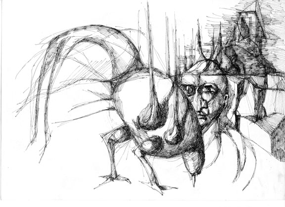1973_art_dindon de tête_encre de chine_ssel