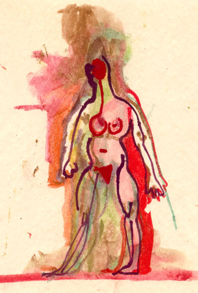 1978_art_nue 2 aux traits de couleur_gouache_ssel