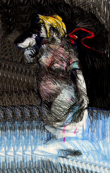 1988_art_femme à la colombe_crayon